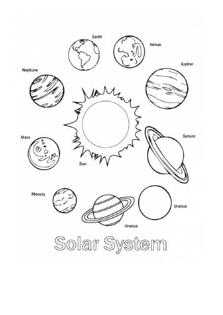 Educational Coloring Page - Solar System Preview