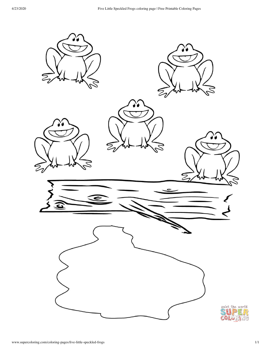 Five Little Frogs Coloring Page Download Printable PDF | Templateroller