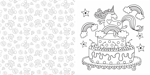 Document preview: Unicorn Cake Coloring Page