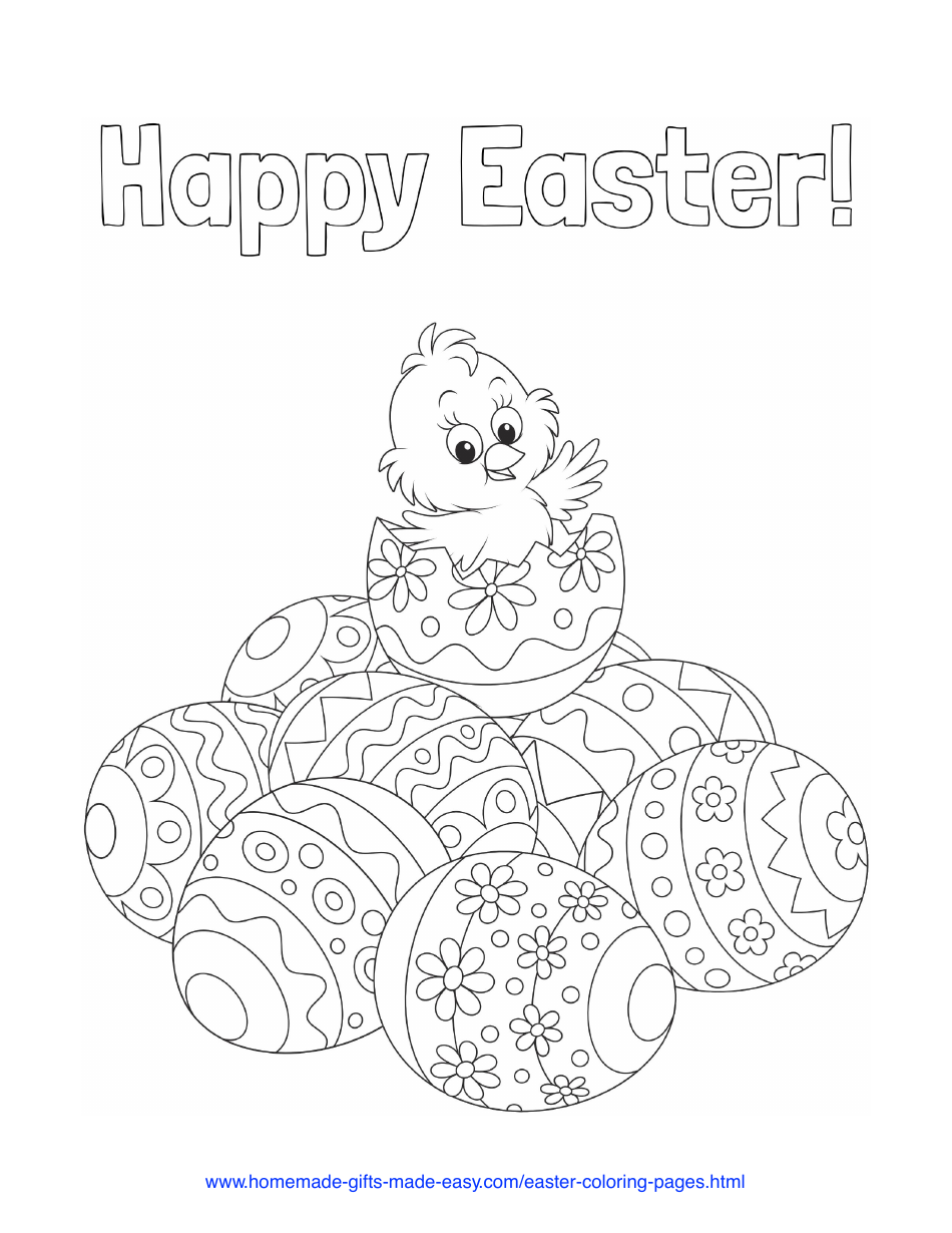 Easter Chick Coloring Page – Free Printable image of a cute chick coloring page for Easter