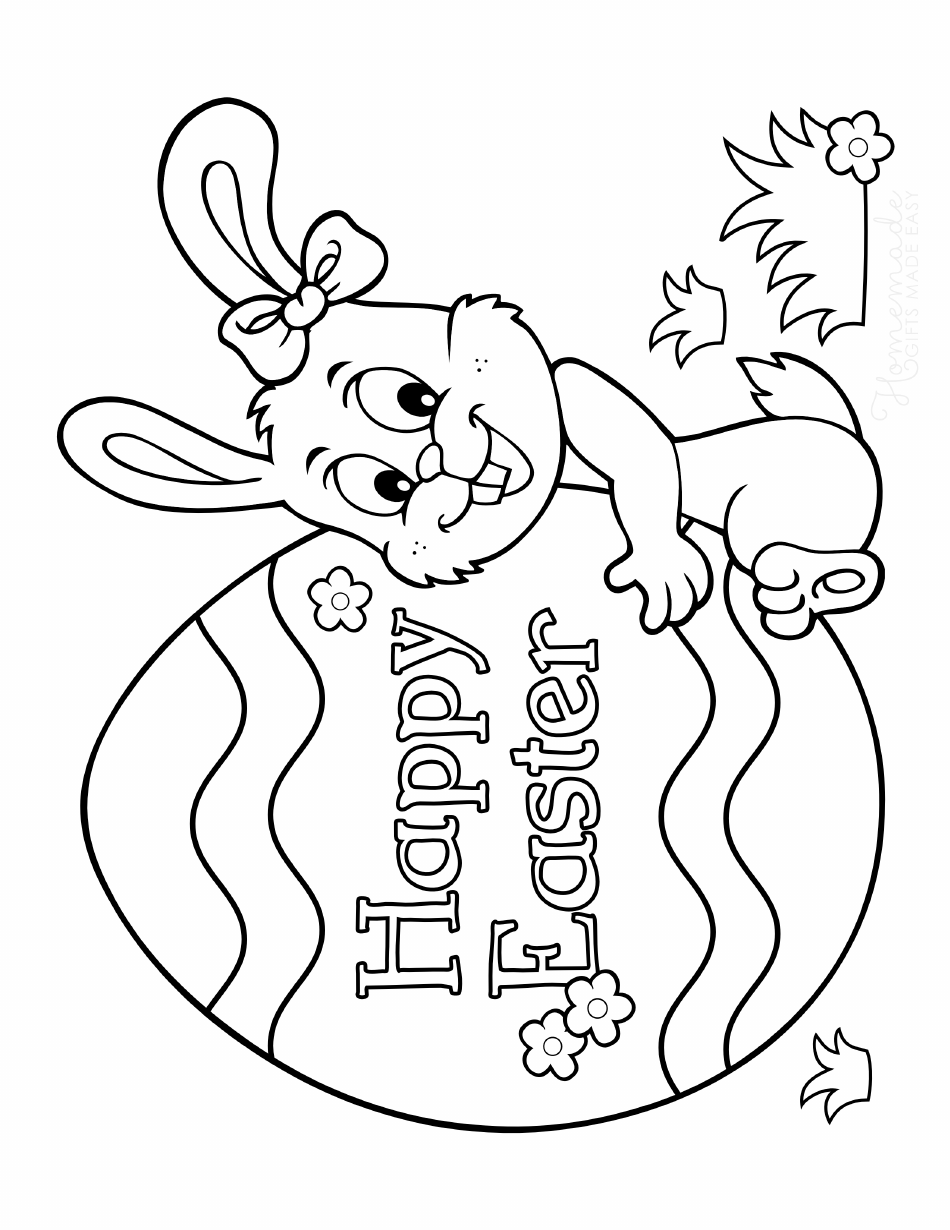 Happy Easter Coloring Page - Bunny Download Printable Pdf 