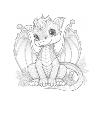 Document preview: Cute Dragon Coloring Page