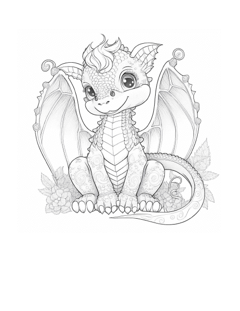 Cute Dragon Coloring Page
