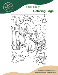 Document preview: Fox Family Coloring Page