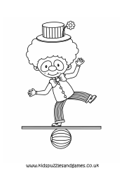 Document preview: Clown Kid Coloring Page