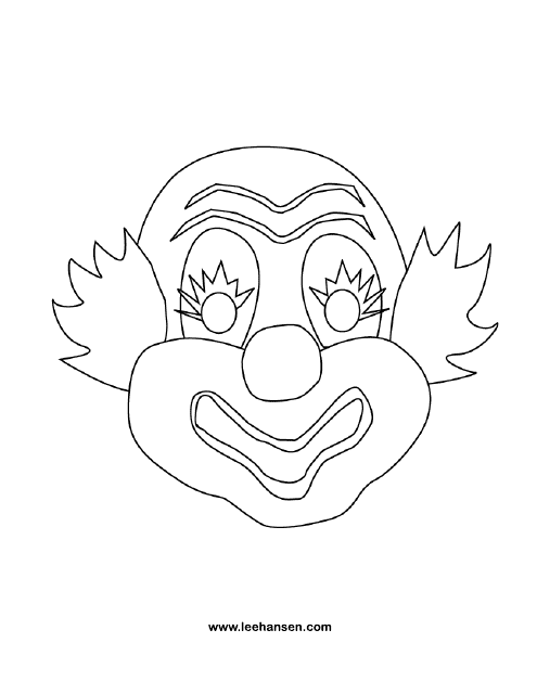 Clown Face Mask Coloring Page