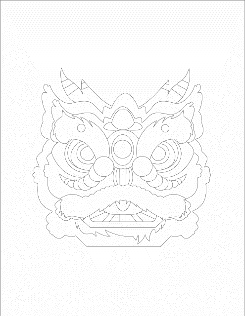 Chinese Dragon Face Mask Coloring Page