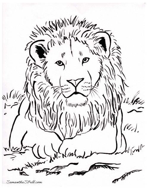 Lion coloring page - Printable lion coloring page for children to build creativity and motor skills.