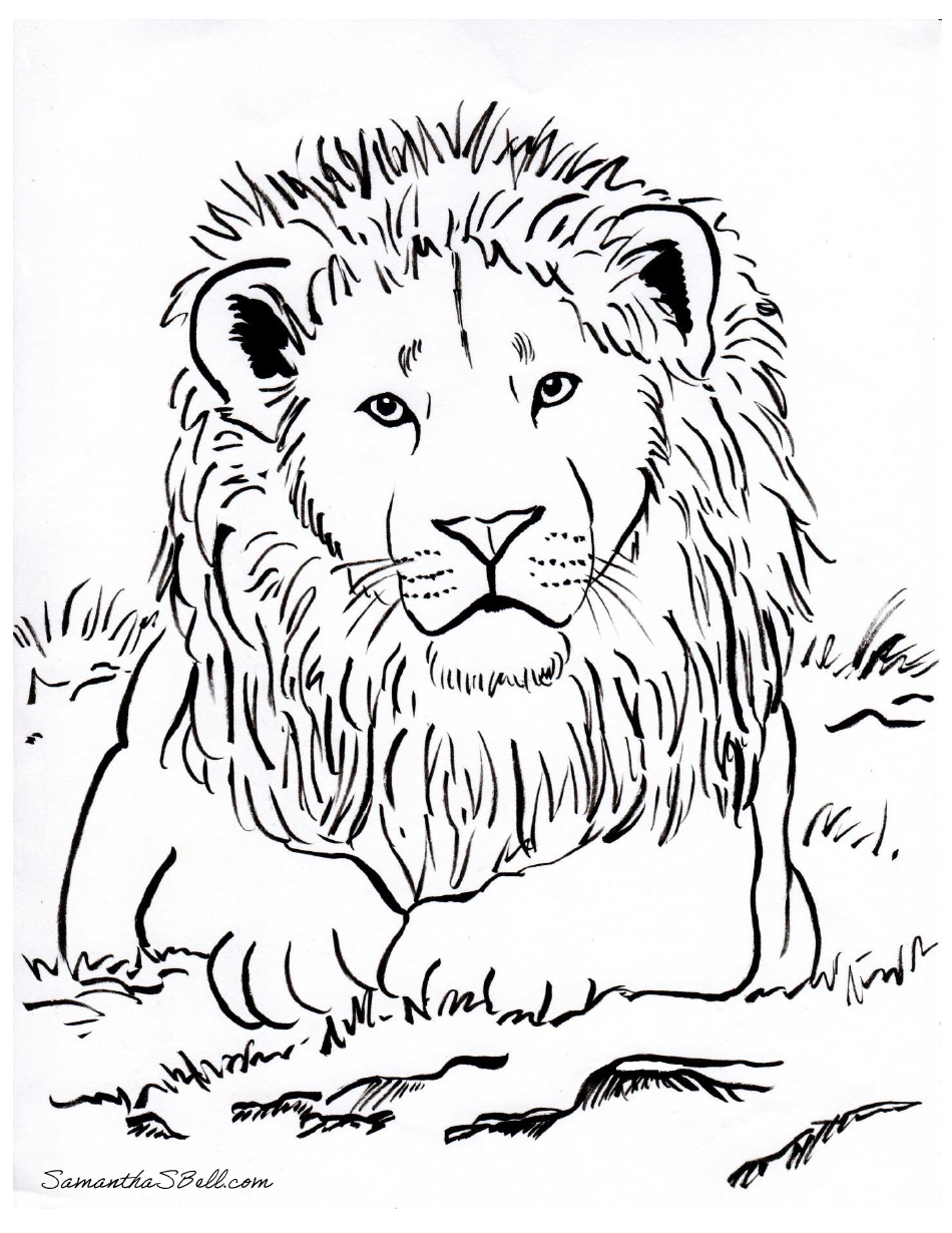 Lion coloring page - Printable lion coloring page for children to build creativity and motor skills.