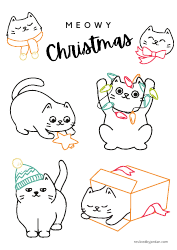 Document preview: Meowy Christmas Coloring Page