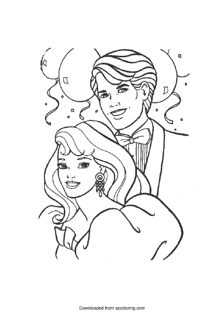 A cute wedding couple coloring page