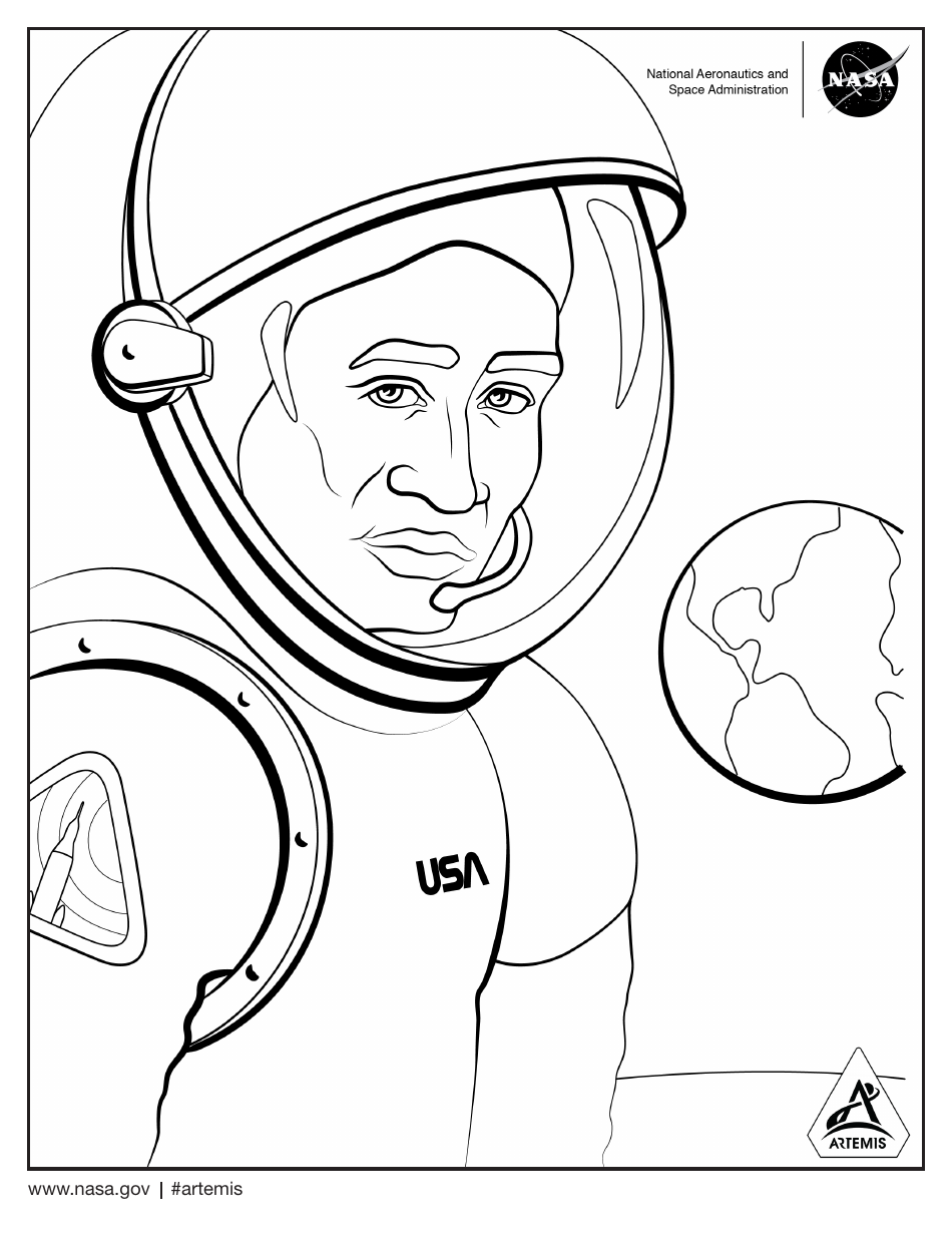 NASA Coloring Page - Artemis Spaceman