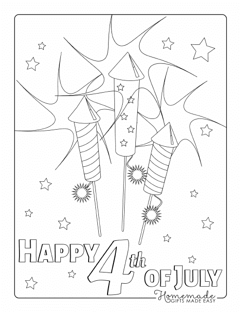 4th of July Coloring Page - Fireworks