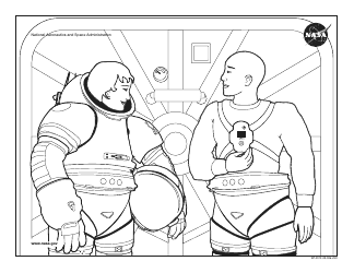 Document preview: NASA Coloring Page - Man and Woman Astronauts