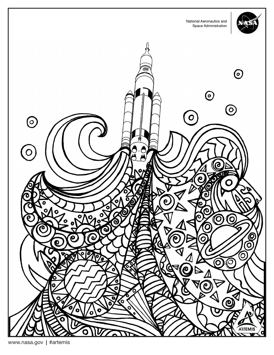NASA Coloring Page for Artemis Space Shuttle