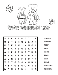 Document preview: Bear Witness Day Coloring Sheet
