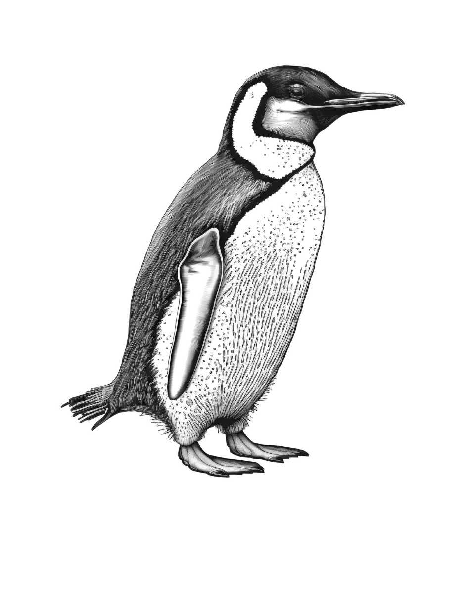 Penguin Intricate Coloring Page Preview