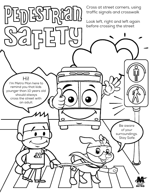 Pedestrian Safety Coloring Page - Document Preview