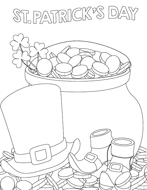St. Patrick's Day Coloring Page - Pot of Gold