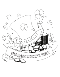Document preview: St. Patrick's Day Coloring Page - Hat and Gold