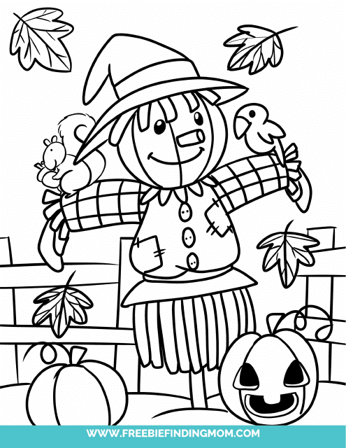 Autumn Scarecrow Coloring Page - Free Printable PDF