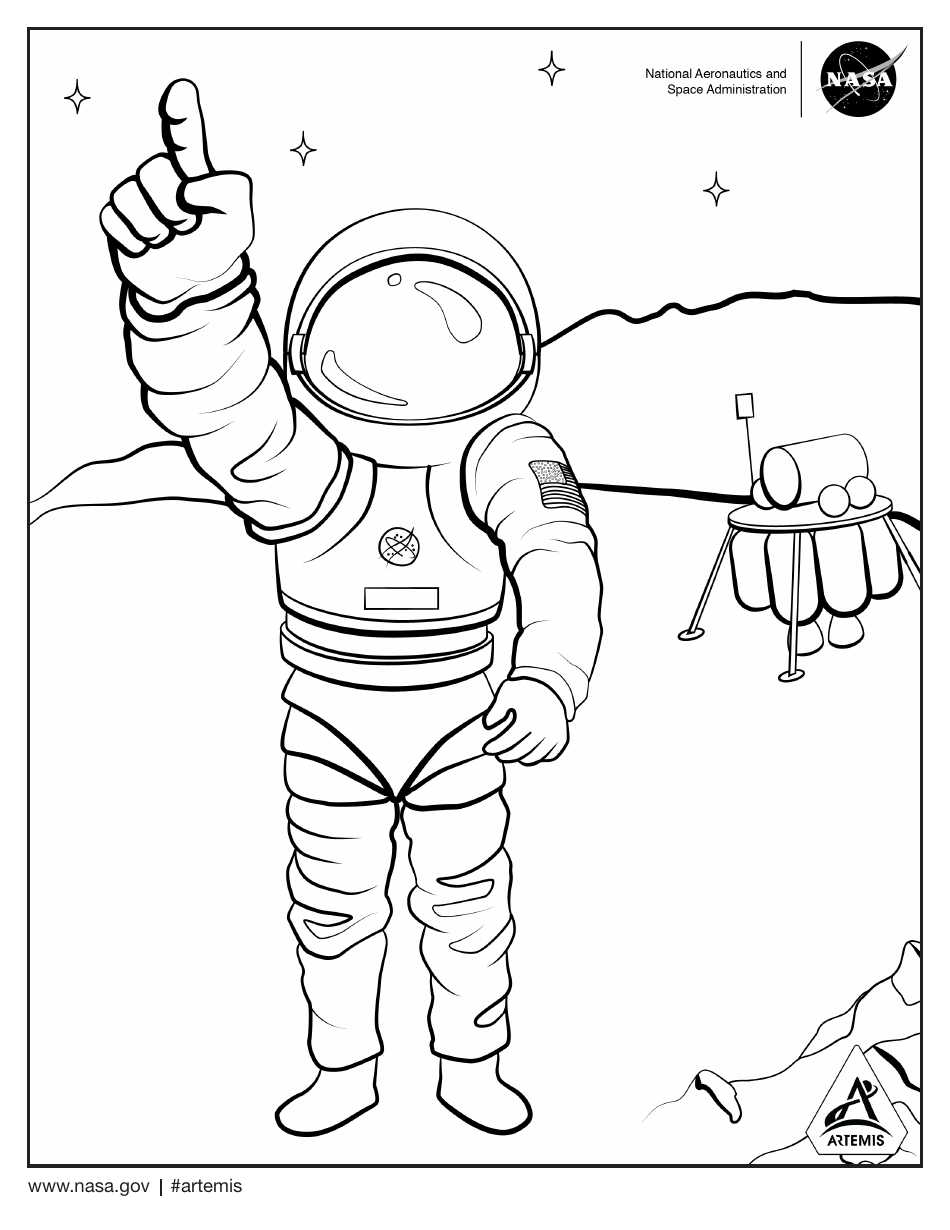 NASA Astronaut Coloring Page Image - Printable Document for Kids