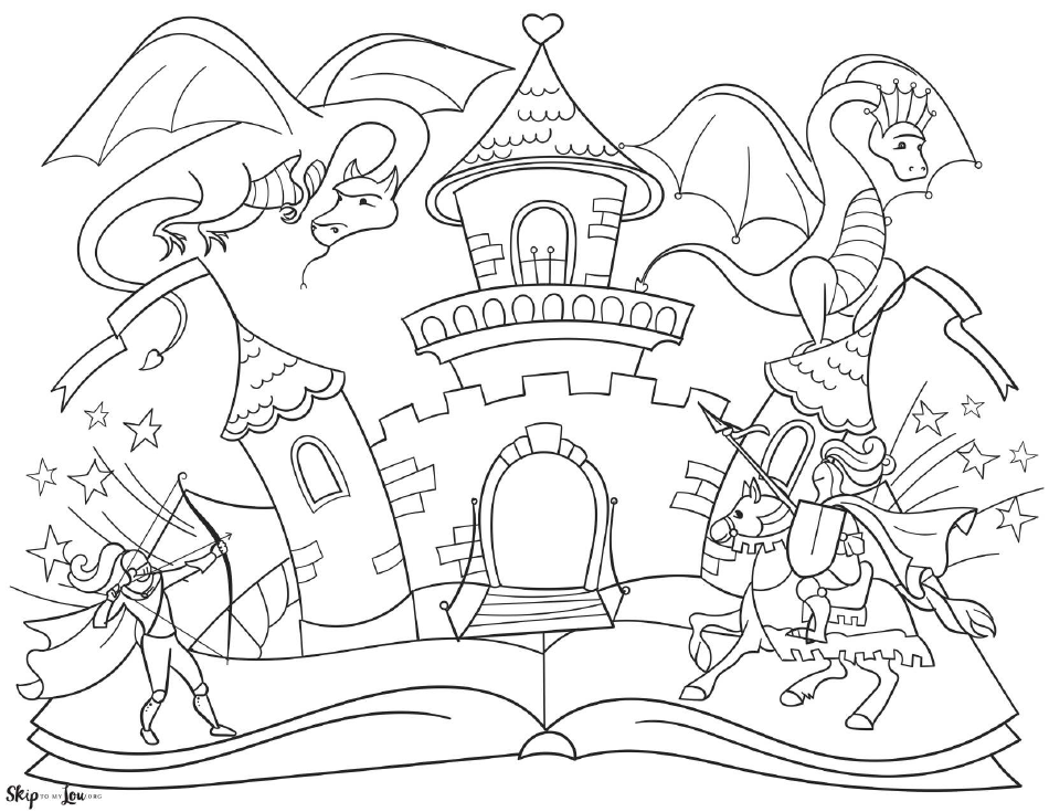 Dragon Castle Coloring Page Download Printable PDF | Templateroller