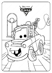 Document preview: Disney Cars Coloring Page - Mater