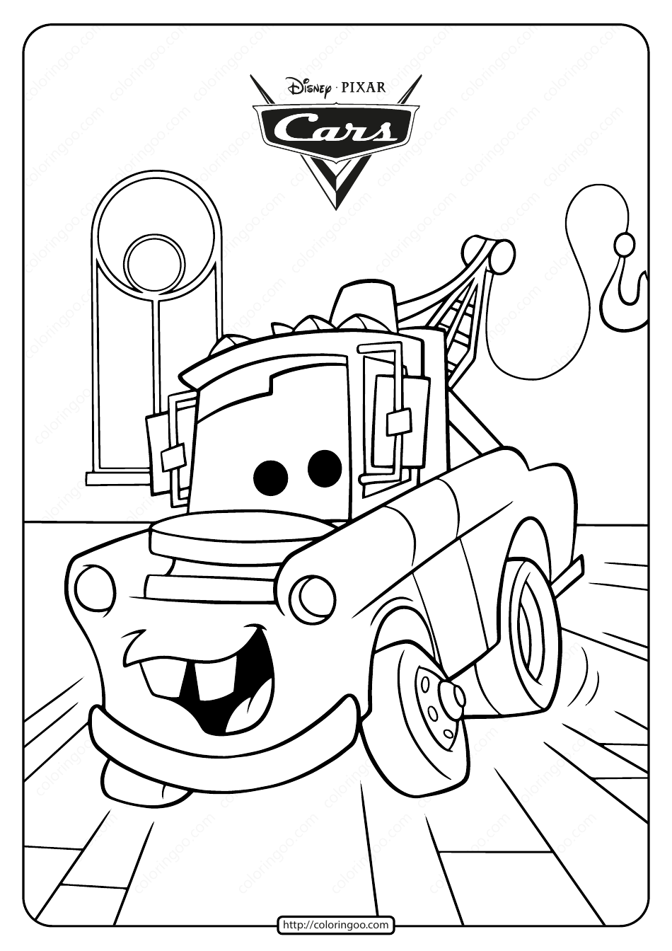 Mater Coloring Page from Disney Cars