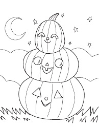 Document preview: Three Cute Pumpkins Coloring Page