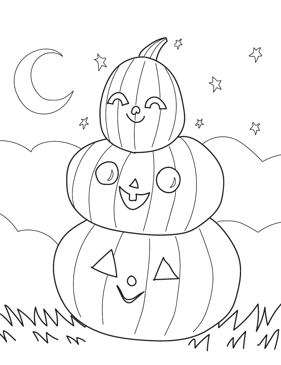 Three Cute Pumpkins Coloring Page Download Printable PDF | Templateroller