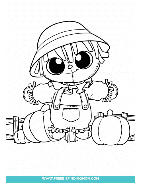 Cute Scarecrow Coloring Page