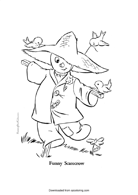 Funny Scarecrow Coloring Sheet Preview