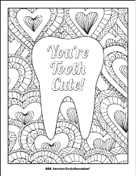 Document preview: Valentine's Day Coloring Page - Tooth