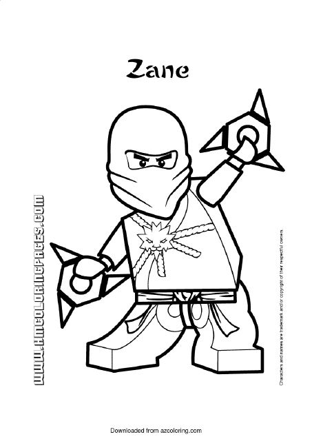 Lego Ninja coloring page featuring Zane
