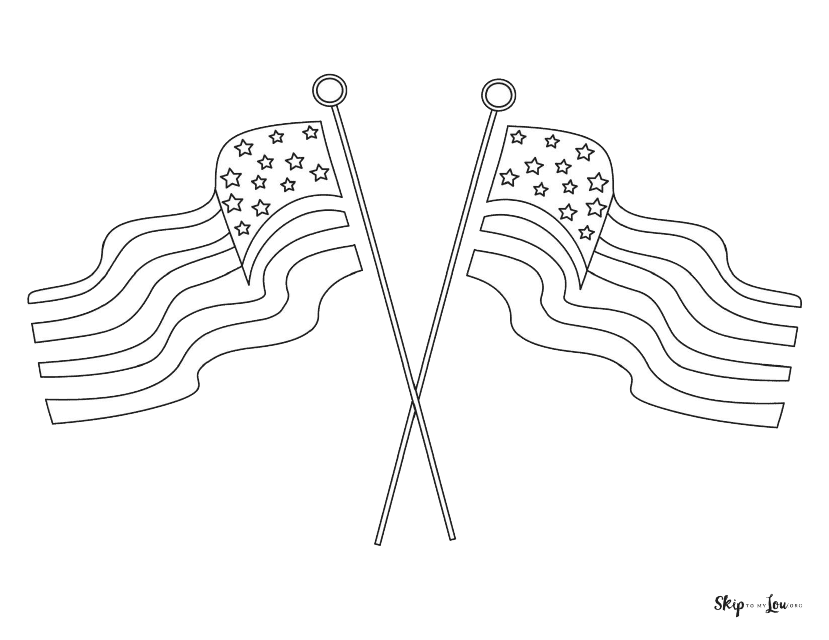 Two Flags Coloring Page