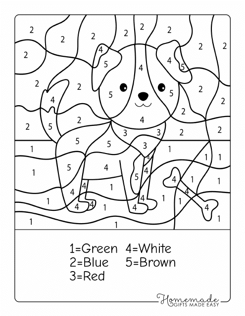 Color by Number Coloring Page - Puppy