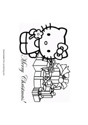 Document preview: Hello Kitty Coloring Page - Gifts