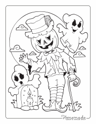 Document preview: Halloween Coloring Page - Pumpkin Scarecrow