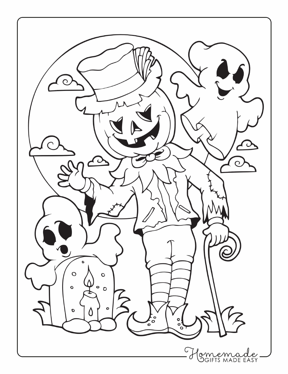 Halloween Coloring Page - Pumpkin Scarecrow