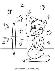 Document preview: Gymnast Girl With a Hoop Coloring Page