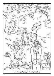Document preview: Autumn Play Coloring Page