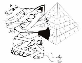 Document preview: Cat Mummy Coloring Page