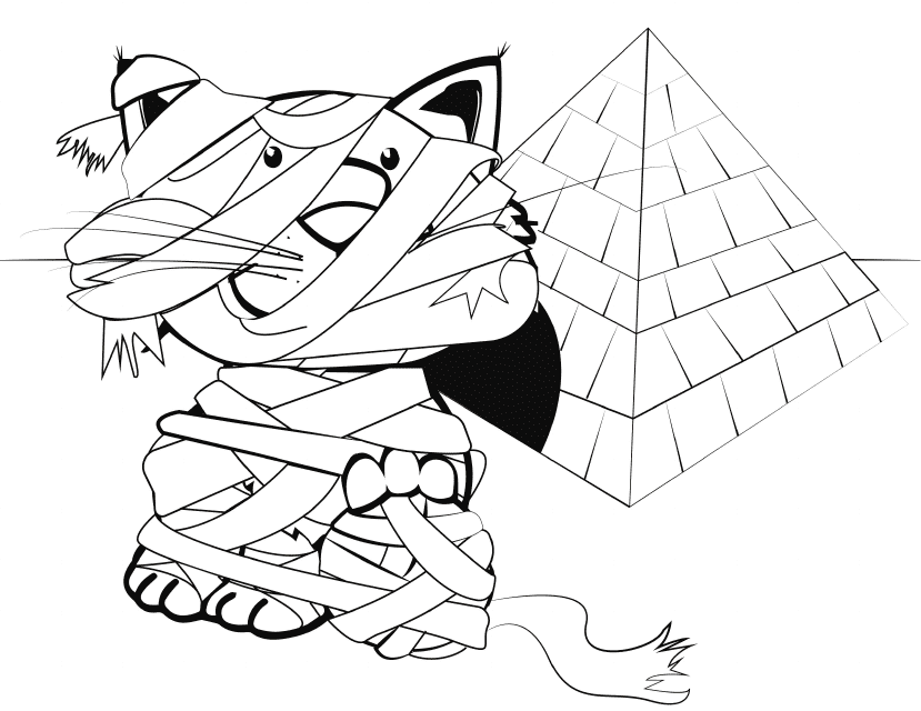 Cat Mummy Coloring Page