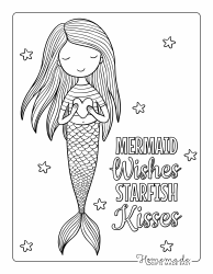 Document preview: Mermaid's Wish Coloring Page