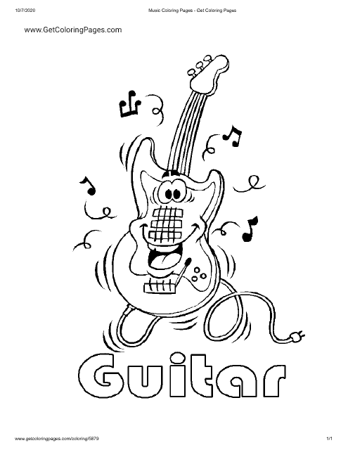 Music Coloring Page - Electric Guitar