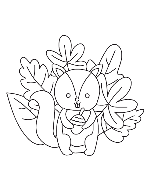Squirrel With a Nut Coloring Sheet