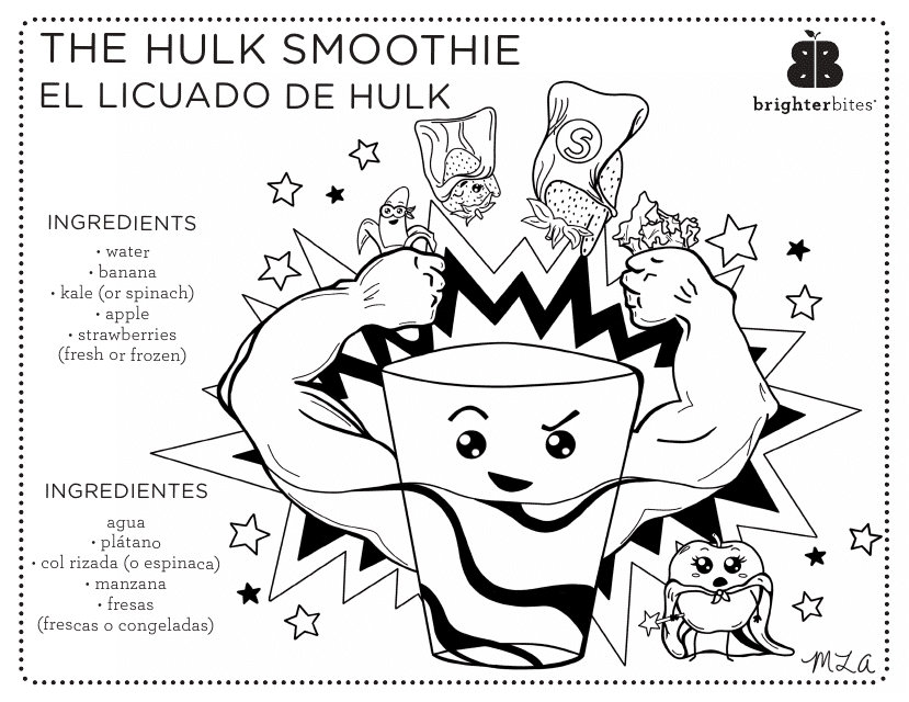 Hulk Smoothie Coloring Page (English/Spanish)