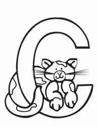 Document preview: Alphabet Coloring Page - Cat