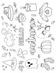 Document preview: Hello Autumn Coloring Page